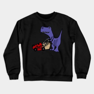 Funny Cool T-Rex Dinosaur Pushing Lawn Mower Crewneck Sweatshirt